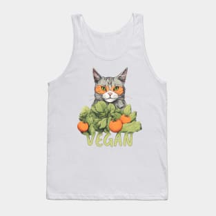 Vegan cat with tomatoes Tank Top